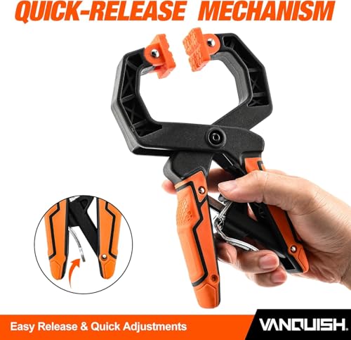 VANQUISH 4-Pack Quick-Release Ratcheting Wood Clamps for Woodworking, Professional Hand Clamps, Ergonomic Handles, 55 LBS Clamping Force, 2-Pack 4 Inch and 2-Pack 2 Inch - size: 4 Pack Mixed