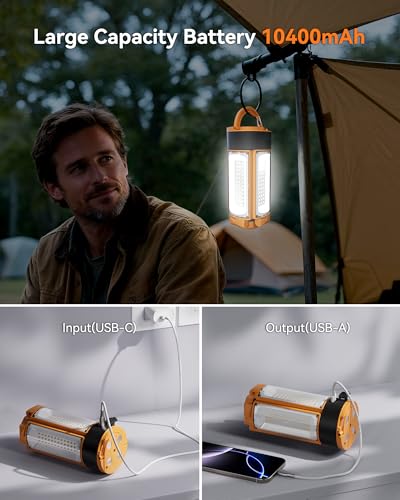 Rechargeable Camping Lights with Adjustable Stand, Orange - color: Orange