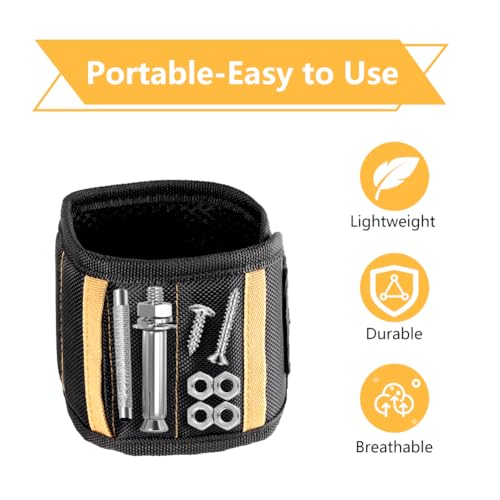 Magnetic Wristband for Holding Screws, Nails & Tools, Strong Magnets, Red