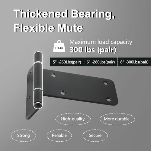 4 Pack 5" Door Hinges,260 Lbs Capacity Heavy Duty Gate Hinges - size: 5"- 4 pcs-Matte black