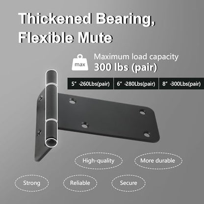 4 Pack 5" Door Hinges,260 Lbs Capacity Heavy Duty Gate Hinges - size: 5"- 4 pcs-Matte black
