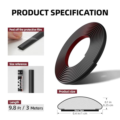 9.8Ft Peel and Stick Wall Molding Trim Matte Black - color: Matte Black, size: 9.8 Ft