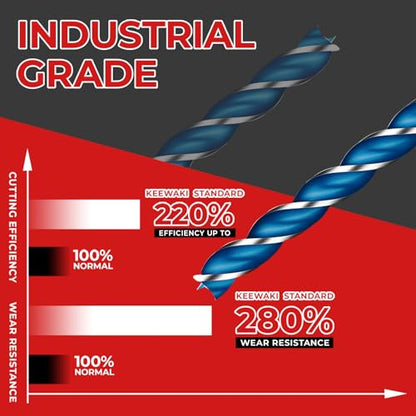 1" x 12" Wood Auger Drill Bits, 3-Flute Hex Shank - size: 1" x 12"