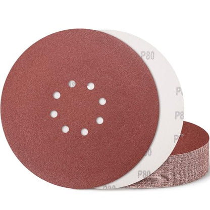 9 Inch 8 Hole Drywall Sanding Disc, 80 Grit 15 PCS Hook and Loop Sandpaper - style: Grit 80