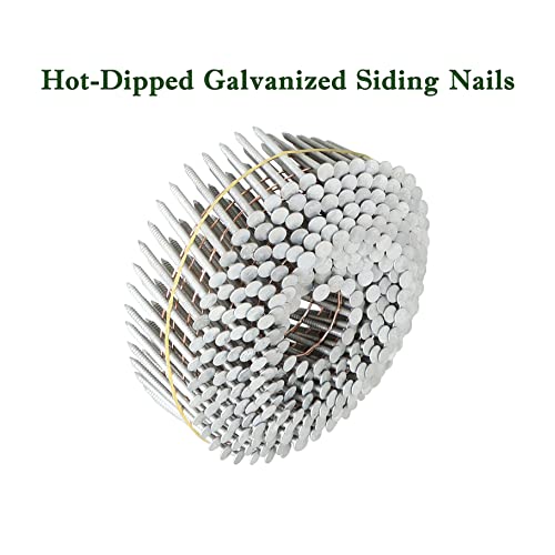 3600 Count Siding Nails 15 Degree 1-3/4 Inch x .092 Inch Collated Wire Coil Full Round Head Ring Shank Hot-Dipped Galvanized