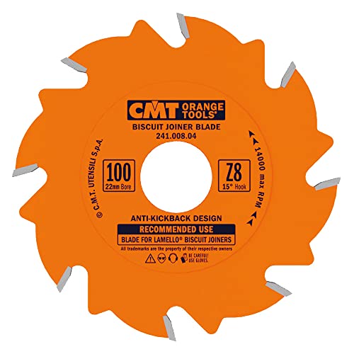 CMT 241.008.04 Biscuit Joiner Blade, 4-Inch Diameter x 8 Teeth, PTFE-Coated.