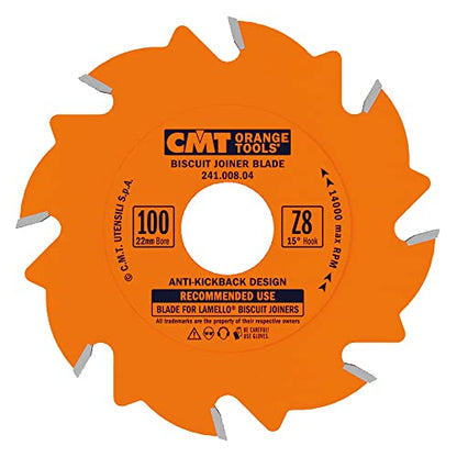 CMT 241.008.04 Biscuit Joiner Blade, 4-Inch Diameter x 8 Teeth, PTFE-Coated.