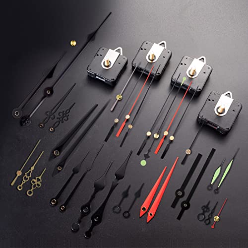 EMOON 9 Pieces Clock Mechanism Replacement Kit with 12 Pack Clock Hands, Silent Sweep Clock Motor Kit Battery Operated for Clock Repair DIY Replacement, Custom Clock