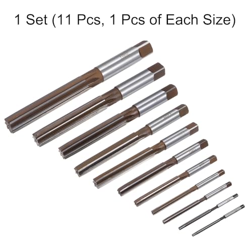uxcell 11pcs Hand Reamers Set 3mm 4mm 5mm 6mm 8mm 10mm 12mm 14mm 16mm 18mm 20mm H7 Metric Alloy Steel Reamer Bit Straight Flutes Steel Cutting Tool for Metal Wood Hole Reaming - style: H7