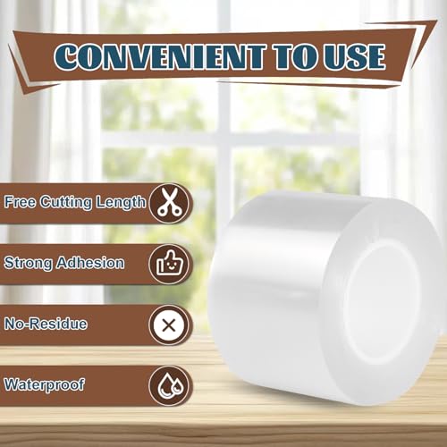 Window Sealing Tape 2 Inch x 66 FT Transparent Weather Stripping Residue-Free Clear Window Insulation Tape for Windows ac Insulation Glass Gaps Tape Door Windproof - style: 2 Inch x 66 Ft