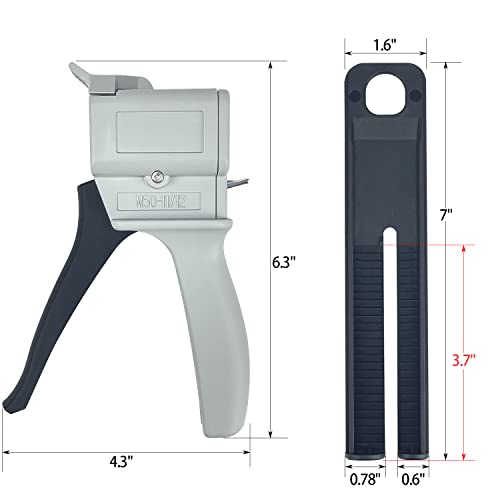 Sutekus 50ml Dispensing Gun Kit Impression Mixing Dispensing Gun Epoxy Glue Gun AB Gun 1:1/1:2