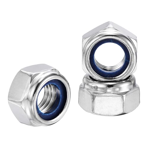 25Pcs M14-2 Nylon Locking Hex Nuts 304 StainlessSteel Silver - color: Silver, size: M14x2mm