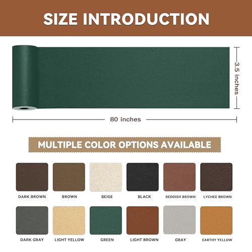TIANLDD Leather Repair Tape,3.5 x 80 Inches Self Adhesive Leather Repair Patch，Leather Repair Kit for Furniture，Couches,Car Seats,Cabinets,Handbags(Dark Green-Fine Lines) - color: Dark Green-Fine Lines, size: 3.5" x 80"