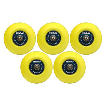 3-Inch Dual-Action Hook & Loop Fastener Flexible Backing Plate, M6 Thread Polishing Pad - 5 PCS Set - color: 3 Inch / Yellow, size: M6 Thread