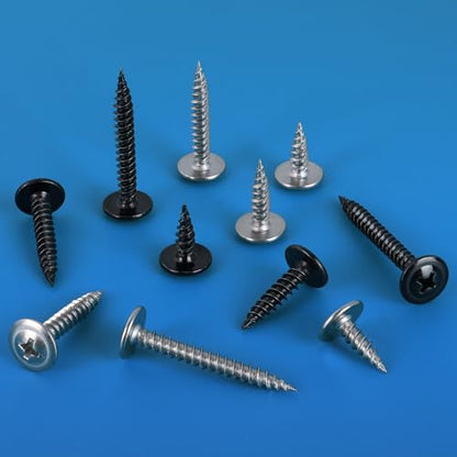 VGBUY 220Pcs #8 x 1/2 Inch Wood Screws Phillips Modified Truss Head Stainless Steel 410 Quick Metal Self Tapping Screws,Black Zinc Plated - color: Black, size: #8 x 1/2 inch