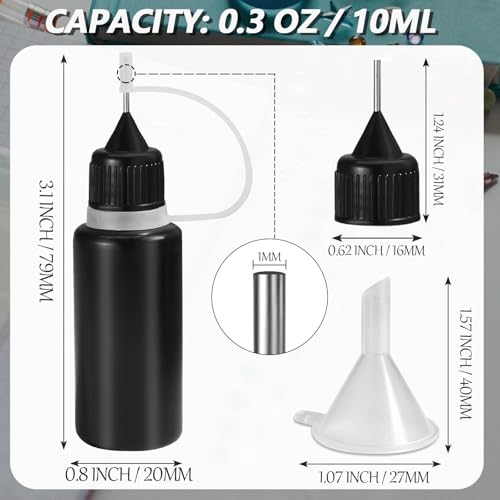 HARSKIYER 10ml Precision Tip Bottles, 10 Pcs Black 2 Funnels - size: 10ml