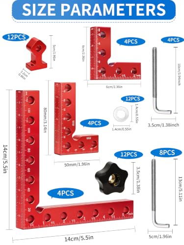 12PCS 5.5" & 3.14& 2.16" Corner Clamps for Woodworking - size: 12pcs