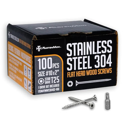 304 Stainless Steel Deck Screws, #10 x 2, 100 PCS - size: #10 x 2", style: 100 PCS