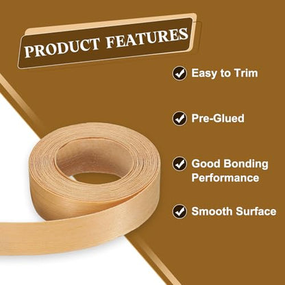 uxcell 1 Inch x 13ft Wood Veneer Edge Banding, Pre-Glued Flexible Pine Edging Strips, Iron on with Hot Melt Adhesive Wood Tape for Cabinet Repair and Furniture Restoration - size: 1 Inch x 13ft