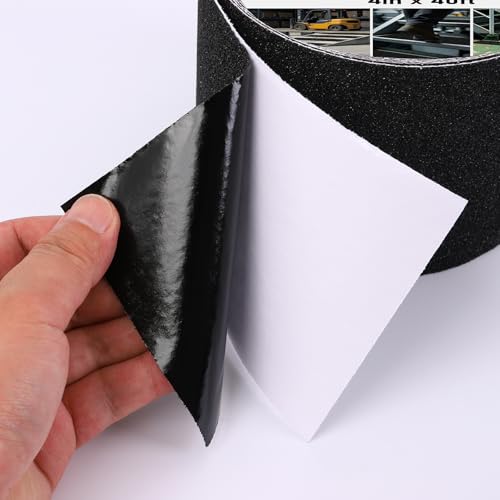 4" x 60 Ft Black Anti Slip Tape, 80 Grit Non Skid Grip for Stairs - size: 4'' x 60FT