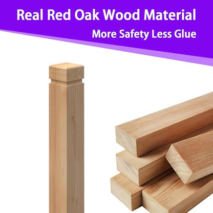 4PCS Newel Post Red Oak 3.5"x48" Premium Hardwood,Staircase Newel Post