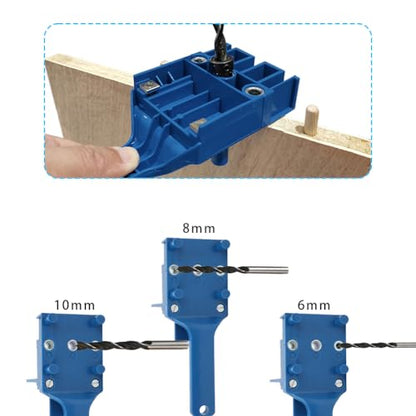 Handheld Dowel Jig Kit - Wood Doweling Hole Drill Guide Kit (Blue) - color: Blue