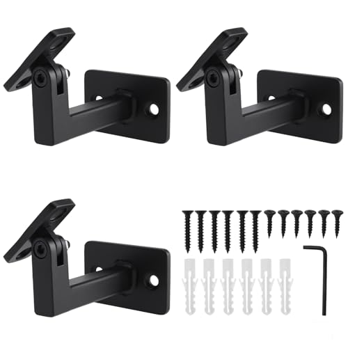 RealPlus Adjustable Handrail Brackets Heavy Duty Swivel Square Hand Rail Brackets for Staircase Stair, Pack of 3 - size: Pack of 3