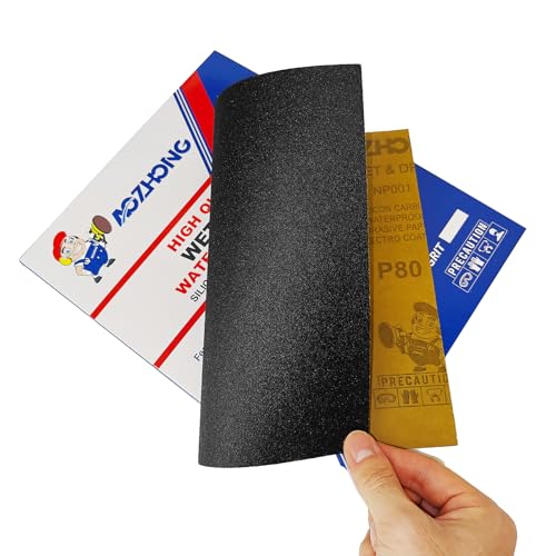 80 Grit Sand Paper, 9 x 11 Inch, 25 Pcs Wet Dry Sandpaper Sheets, Silicon Carbide for Wood, Metal, Automotive Sanding and Polishing, Waterproof and Durable - style: 80 Grit