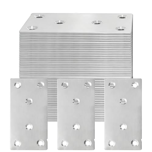 Stainless Steel Flat Bracket Mending Plate, 40 Pack Heavy Duty Metal Mending Joining Plates for Wood, Shelves, Furniture, Cabinet, 3.15x1.57x0.08 Inches - size: 40Pack-3Inch