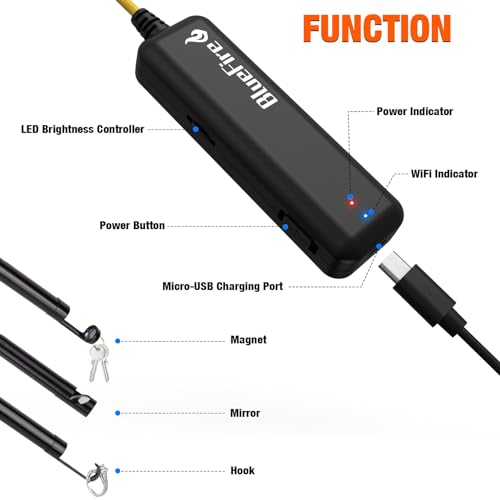 BlueFire 33FT Wireless Endoscope Camera, 2MP HD Borescope, IP67