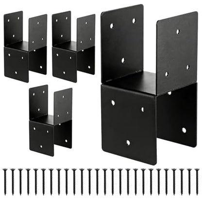4 PCS Heavy Duty Post Cap Tie Brackets, 4x4 (Actual 3.5"x3.5") Pergola Brackets, Heavy Duty Galvanized Metal Bracket, Wood Post Beam Connector for Gazebo Deck Patio Pergola Construction (4x4-4PCS) - color: 4x4-4PCS