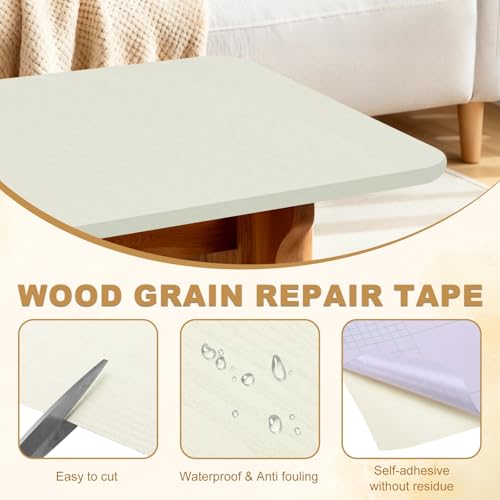 HARFINGTON Wood Grain Repair Tape 5" x33ft Self-Adhesive Repair Patch - color: Beige Wood, size: 5" x 33ft