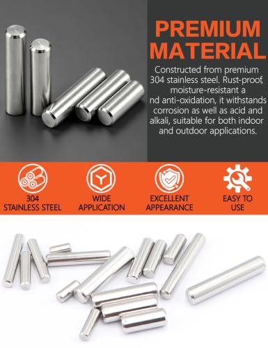 Stainless Steel Dowel Pins 700 Pcs 42 Sizes M2-M8 Metal Dowel Kit W/ Case - size: 42 Kinds