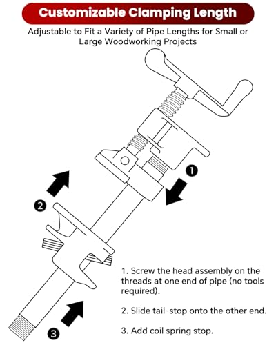 ATPEAM 6 Pack 3/4'' Pipe Clamps for Woodworking Pipe Clamp Fixture - size: 3/4"