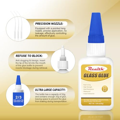Super Glue for Glass Glue 30g 2 Pack Clear Fast Drying - size: 60g, style: Glass Glue