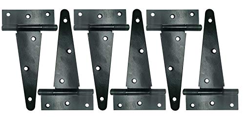 T-Strap Shed Hinge Gate Strap Heavy Duty Hinge Door Barn Gates Hinges (6, 6 inch) - size: 6 Inch