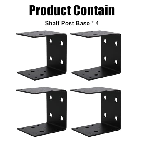CNQLIS 4 PCS Heavy Duty Shelf Post Base Fit 4" x 4" Post Anchor Connectors - color: Black 4 pieces