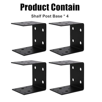 CNQLIS 4 PCS Heavy Duty Shelf Post Base Fit 4" x 4" Post Anchor Connectors - color: Black 4 pieces