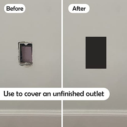 Rubber Bond Self-Adhesive Rubber Wall Outlet Cover Plate 5 Pack - Easy to Apply Peel & Stick Drywall Hole Patch - 5x3 Inch Screwless Blank Wall Plate Cover - Premium Rubber Wall Hole Cover (Black) - color: Black, size: 5x3 Inch Rectangular