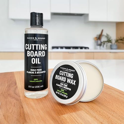 Caron & Doucet - Cutting Board & Butcher Block Conditioning Oil & Wood Finishing Wax Bundle | 100% Plant-Based & Vegan, Best for Wood & Bamboo Conditioning & Sealing | Does NOT Contain Mineral Oil!