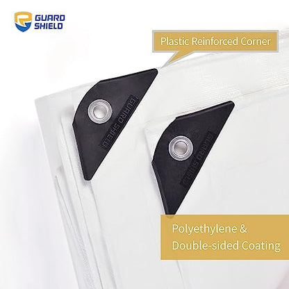 GUARD SHIELD White Tarp Heavy Duty Waterproof Plus+ 12x12 FT Large 12 mil - color: White, size: 12x12