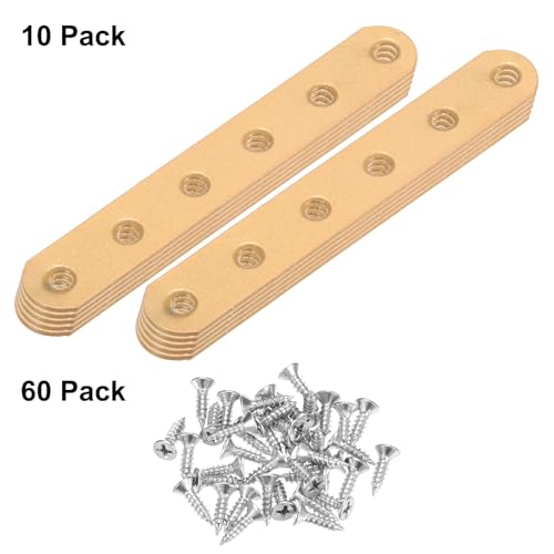 M METERXITY 10-Pack Flat Straight Brackets 4.53x0.71in, Gold - color: Gold, size: 115mm