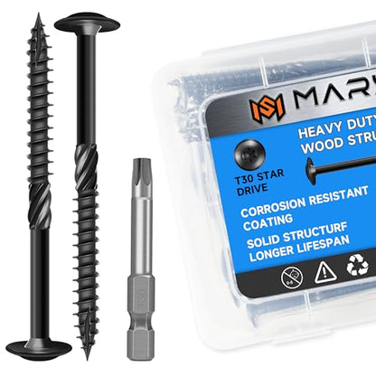 Lag Screws, #14 x 4 Inch Wood Screws, 50Pcs Construction Screw, Heavy Duty Self Driiling Structural Screws, Black Anti-Rust Coated Exterior Wood/Lag/Timber Screws, Torx/Star Drive Lag Bolts - size: #14 x 4"