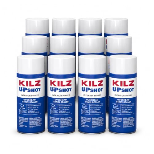 KILZ Up Shot White Flat Oil-Based Aerosol Primer Sealer, 10 oz, 12 Pack