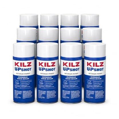 KILZ Up Shot White Flat Oil-Based Aerosol Primer Sealer, 10 oz, 12 Pack
