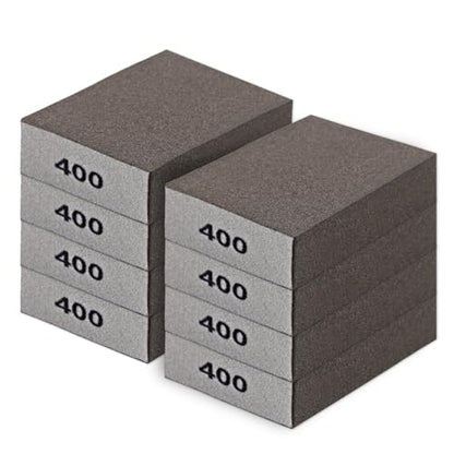 Romeda 8-Pack Sandpaper Block, 400 Grits Washable and Reusable Handmade Sanding Sponge, Drywall Sandpaper Blocks for Wooden Drywall Sheetrock and Metal Glazing - color: 400 Grits, size: 8-Pack