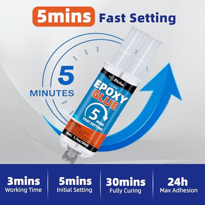 JDiciton 5 Minute Epoxy Glue 3.4oz, Clear 2 Part Adhesive Glue for Repair