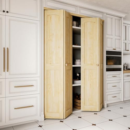 Bifold Doors for 24"x80" Opening, Solid Pine Wood Interior Folding Doors - size: 59.45" x 77.75" (fit 60*80.5-80.75 opening)