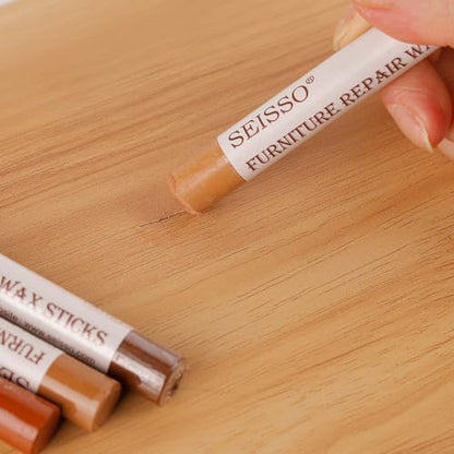 SEISSO Furniture Repair Crayon, 6 Pcs - Wood Filler Sticks, Scratch Repair Wax, Furniture Marking Repair - Scratch, Cracks, Hole, Table, Wood Floor, Guitar, Covering, Instrument Fill Sticks-Redoak - color: Redoak 6pcs