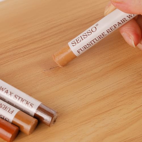 SEISSO Furniture Repair Crayon, 6 Pcs - Wood Filler Sticks, Scratch Repair Wax, Furniture Marking Repair - Scratch, Cracks, Hole, Table, Wood Floor, Guitar, Covering, Instrument Fill Sticks-Redoak - color: Redoak 6pcs